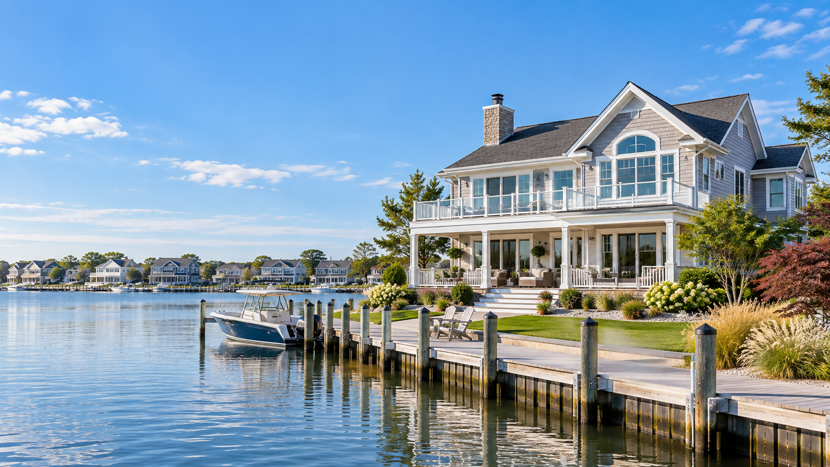 Waterfront home on a calm New Jersey Shore lagoon